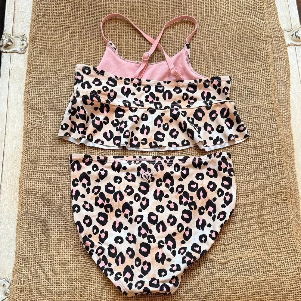 Justice Pink and Black animal print Swimsuit